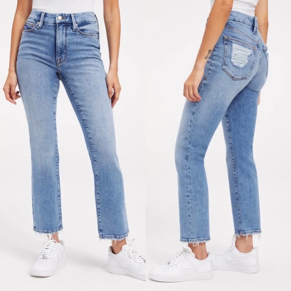 Good American Good Legs Straight Jeans, Indigo (Sz 2 / 26)